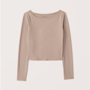 Women's A&F Long Sleeve Beige Boatneck Top